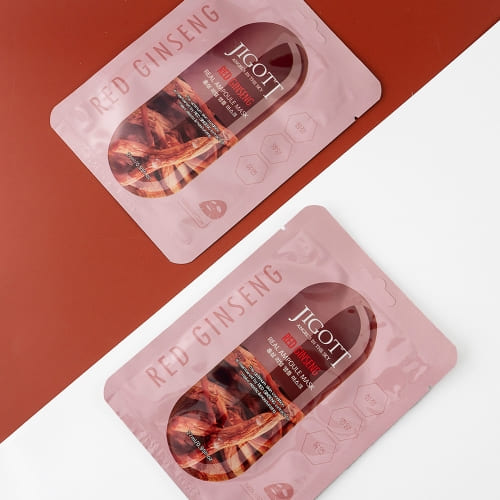 JIGOTT Red Ginseng Real Ampoule Mask, Elasticity + Nourishment , Ginseng Extract — Wholesale K-Beauty (Pack of 10)