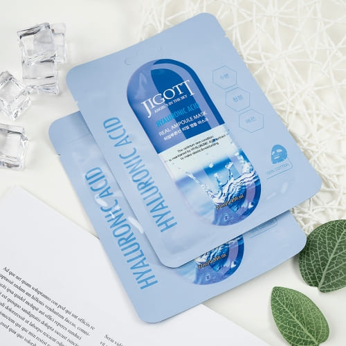 Jigott Hyaluronic Acid Real Ampoule Mask, Deep Hydration, Skin Elasticity — Wholesale K-Beauty (Pack of 10)