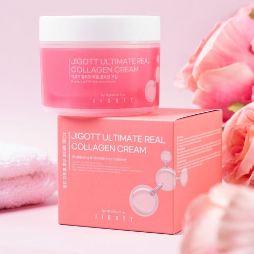 Jigott Collagen Cream — Firming + Anti-Wrinkle Care — 2,000ppm Hydrolyzed Collagen + Niacinamide — Wholesale K-Beauty