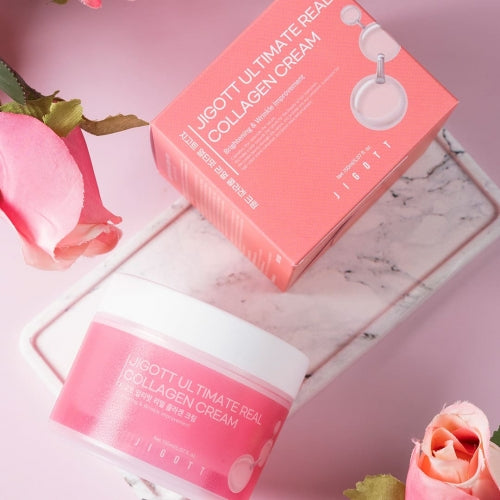 Jigott Collagen Cream — Firming + Anti-Wrinkle Care — 2,000ppm Hydrolyzed Collagen + Niacinamide — Wholesale K-Beauty