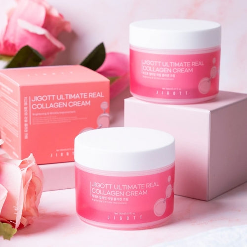 Jigott Collagen Cream — Firming + Anti-Wrinkle Care — 2,000ppm Hydrolyzed Collagen + Niacinamide — Wholesale K-Beauty