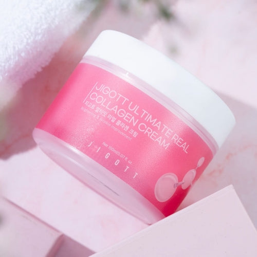Jigott Collagen Cream — Firming + Anti-Wrinkle Care — 2,000ppm Hydrolyzed Collagen + Niacinamide — Wholesale K-Beauty