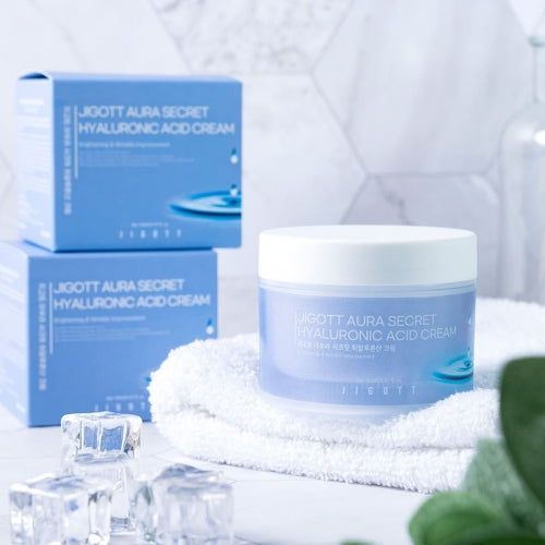 Jigott Hyaluronic Acid Cream — Deep Hydration + Wrinkle Care — 10,000ppm Sodium Hyaluronate + Niacinamide — Wholesale K-Beauty