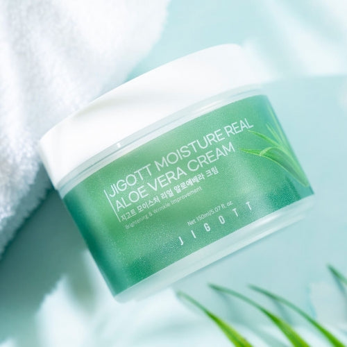 Jigott Aloe Vera Soothing Cream — Moisture Barrier + Calming — Aloe Vera Leaf Extract + Niacinamide — Wholesale K-Beauty