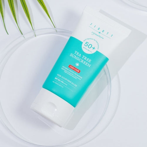 Jigott Tea Tree Calming Sunscreen – SPF50+ PA+++ Lightweight UV Protection | Wholesale K-Beauty