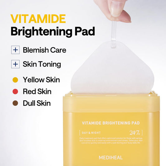 Mediheal Vitamide Brightening Toner Pad – Vegan Radiance Pads with Niacinamide & Sea Buckthorn | Wholesale K-Beauty