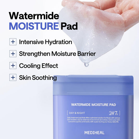 Mediheal Watermide Moisture Toner Pad – Hydrating Vegan Pads with Glacial Water & Forget-Me-Not Flower | Wholesale K-Beauty