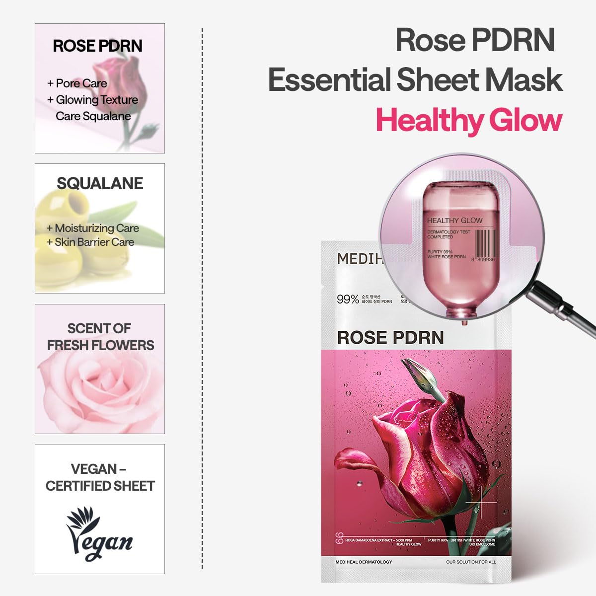Mediheal Rose PDRN Essential Sheet Mask– 99% Pure White Rose PDRN & Hyaluronic Acid for hydrating – Wholesale K-Beauty (Pack of 10) (Copy)