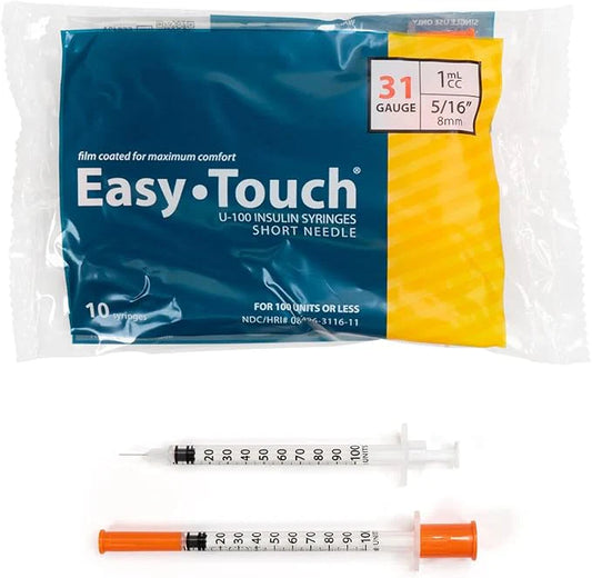 EasyTouch® Insulin Syringe | Film-Coated & Triple-Bevel (100/Box)