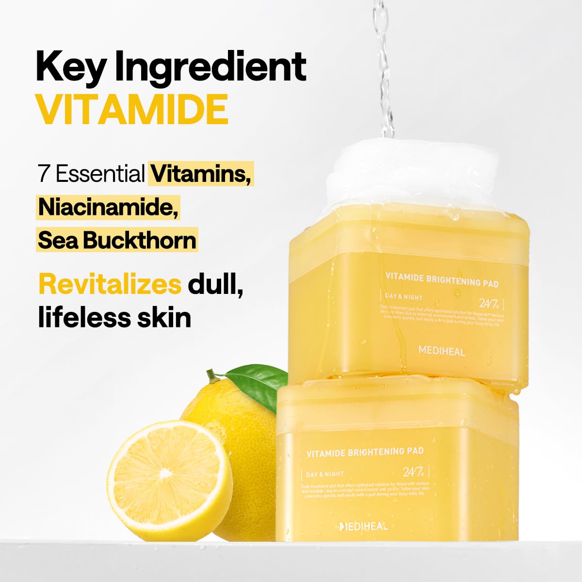 Mediheal Vitamide Brightening Toner Pad – Vegan Radiance Pads with Niacinamide & Sea Buckthorn | Wholesale K-Beauty