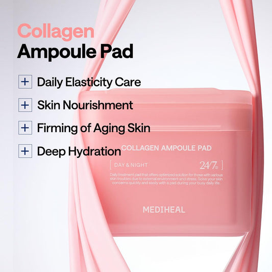 Mediheal Collagen Ampoule Toner Pad – Firming Vegan Pads with Collagen & Ceramide for Wrinkle Care | Wholesale K-Beauty
