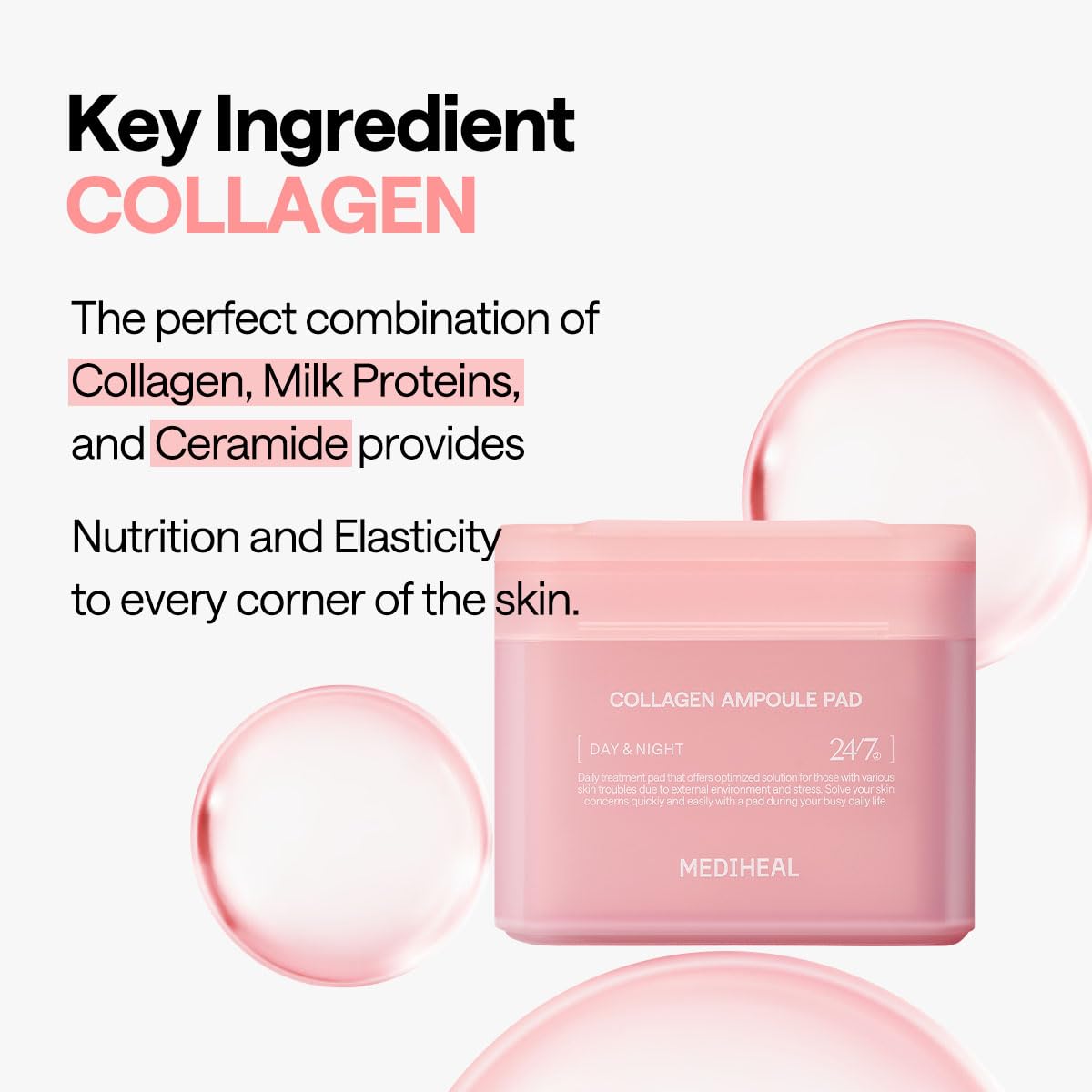 Mediheal Collagen Ampoule Toner Pad – Firming Vegan Pads with Collagen & Ceramide for Wrinkle Care | Wholesale K-Beauty