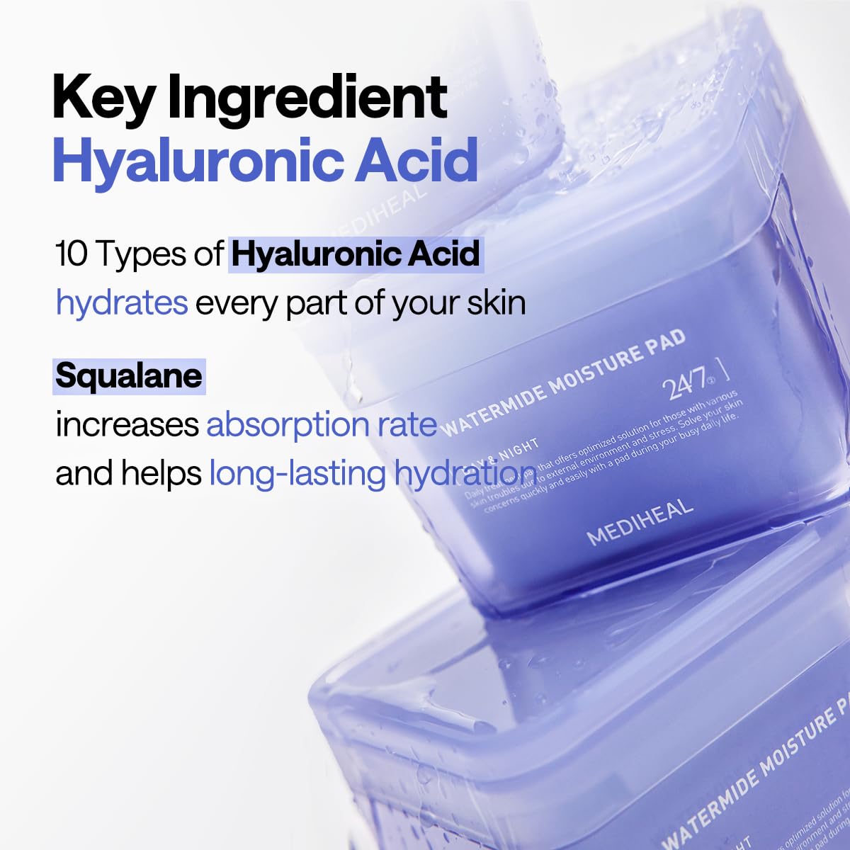 Mediheal Watermide Moisture Toner Pad – Hydrating Vegan Pads with Glacial Water & Forget-Me-Not Flower | Wholesale K-Beauty