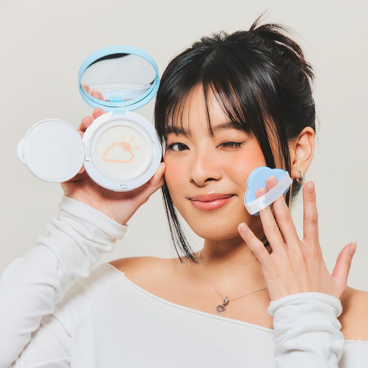 Dearcloud Dear Sun Perfecting SPF Cushion — Color-Adapting Zinc + Cica Sunscreen — Wholesale K-Beauty