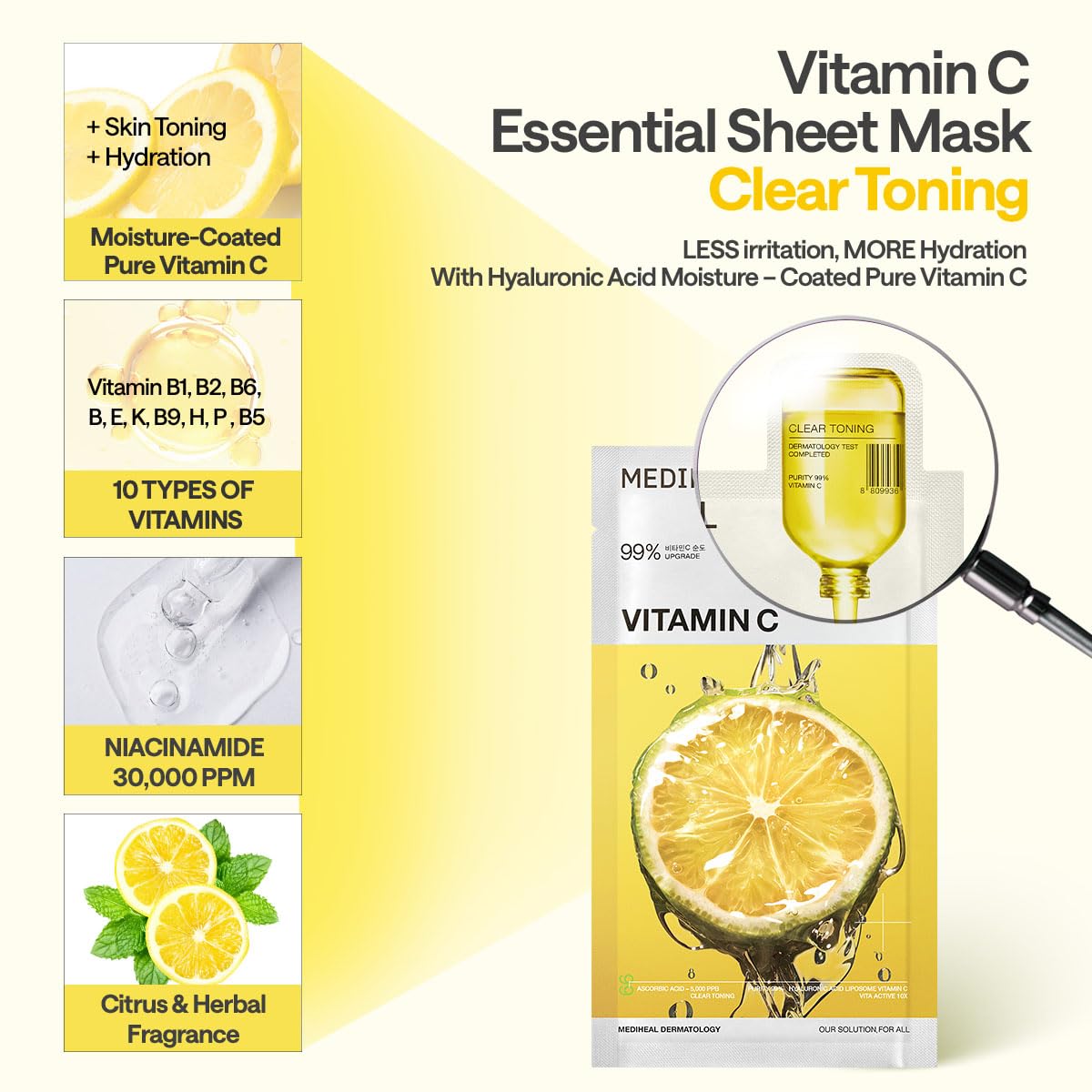 Mediheal Vita Essential Mask – Vitamin C Brightening & Revitalizing Sheet Mask – Wholesale K-Beauty (Pack of 10)