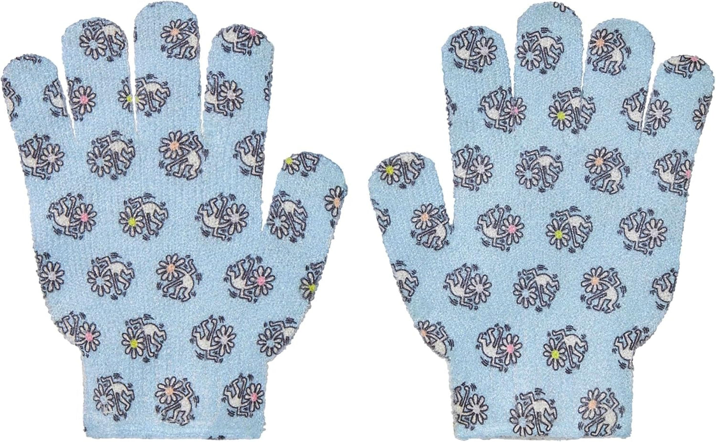 Dearcloud x Keith Haring Exfoliating Gloves — Reusable Loofah Gloves for Smooth Skin — Wholesale K-Beauty