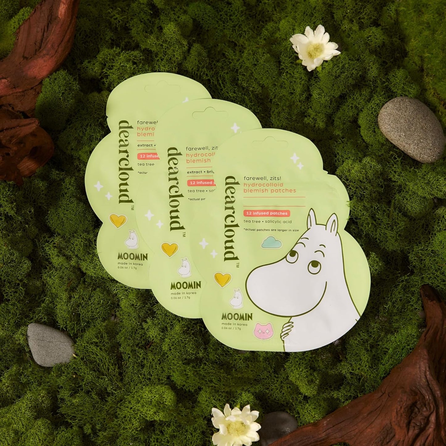 Dearcloud x Moomin Blemish Patch — 36ct Acne Spot Treatment with Salicylic Acid — Wholesale K-Beauty