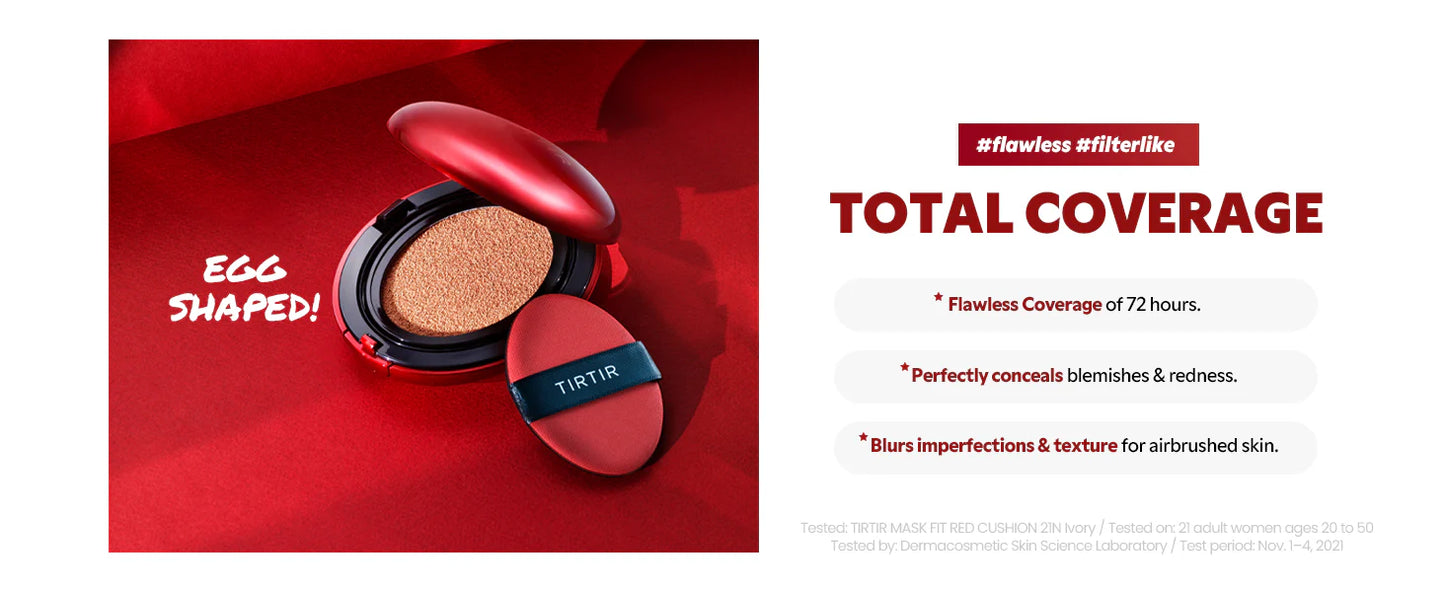 TIRTIR Mask Fit Red Cushion Foundation, Long-Lasting Radiant Coverage - Wholesale K-Beauty