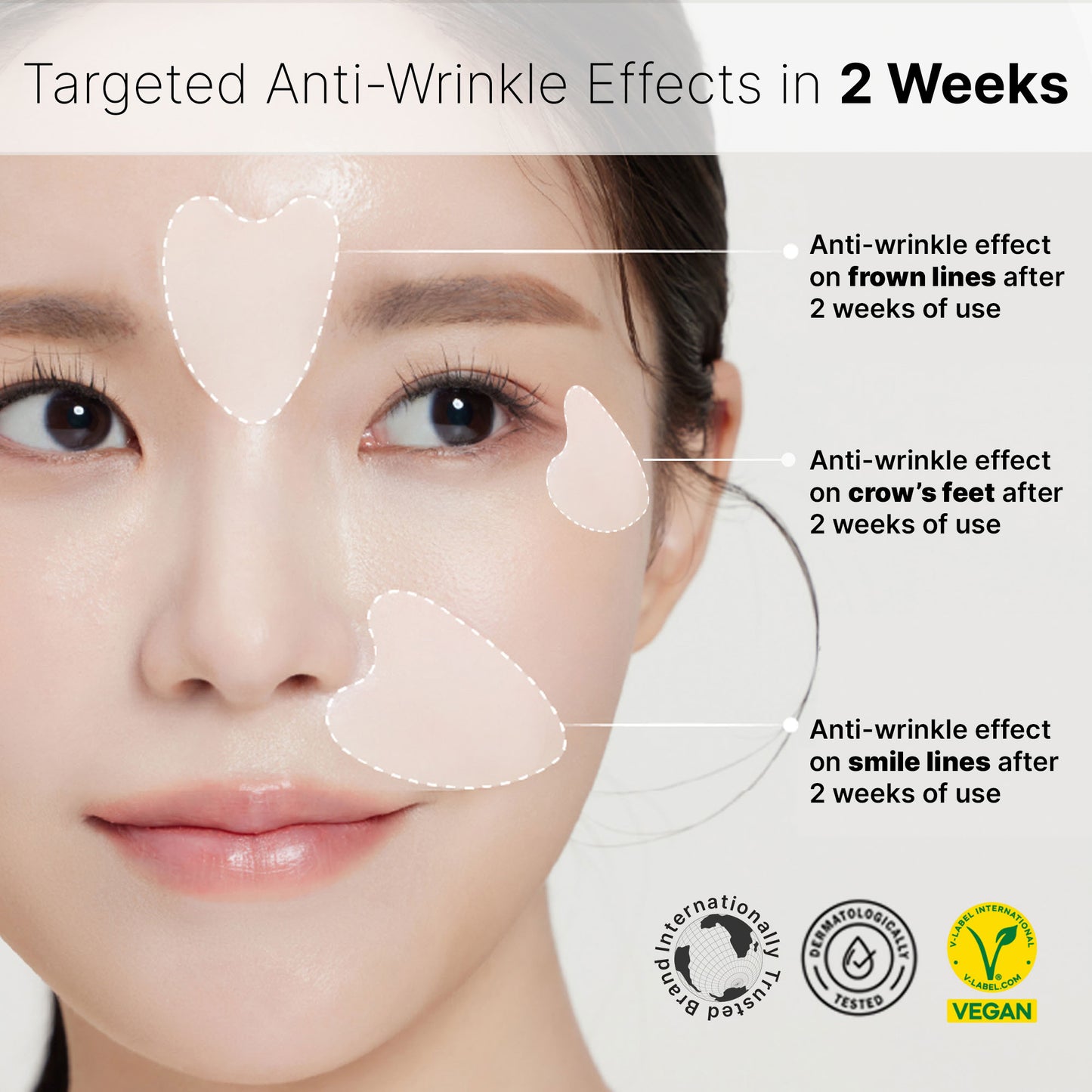 Targeted wrinkle care with heart-shaped patches – anti-aging effect on forehead, crow’s feet, and smile lines in 2 weeks
