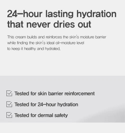 Hue Calm Barrier Cream 24hr hydration test results chart