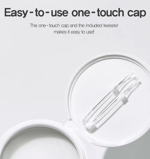 Huecalm - Convenient one-touch cap and built-in tweezer make toner pad use hygienic and easy.