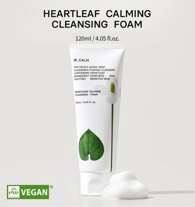 Huecalm Heartleaf Calming Cleansing Foam front view with foam