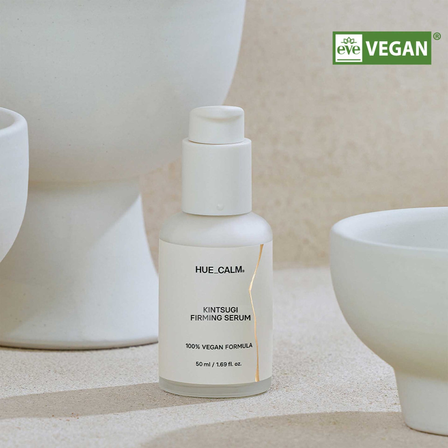 Lifestyle image of Kintsugi Firming Serum in minimal spa setting