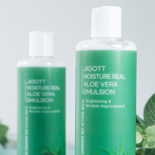 Close-up of emulsion bottle under soft natural lighting showing smooth texture and label