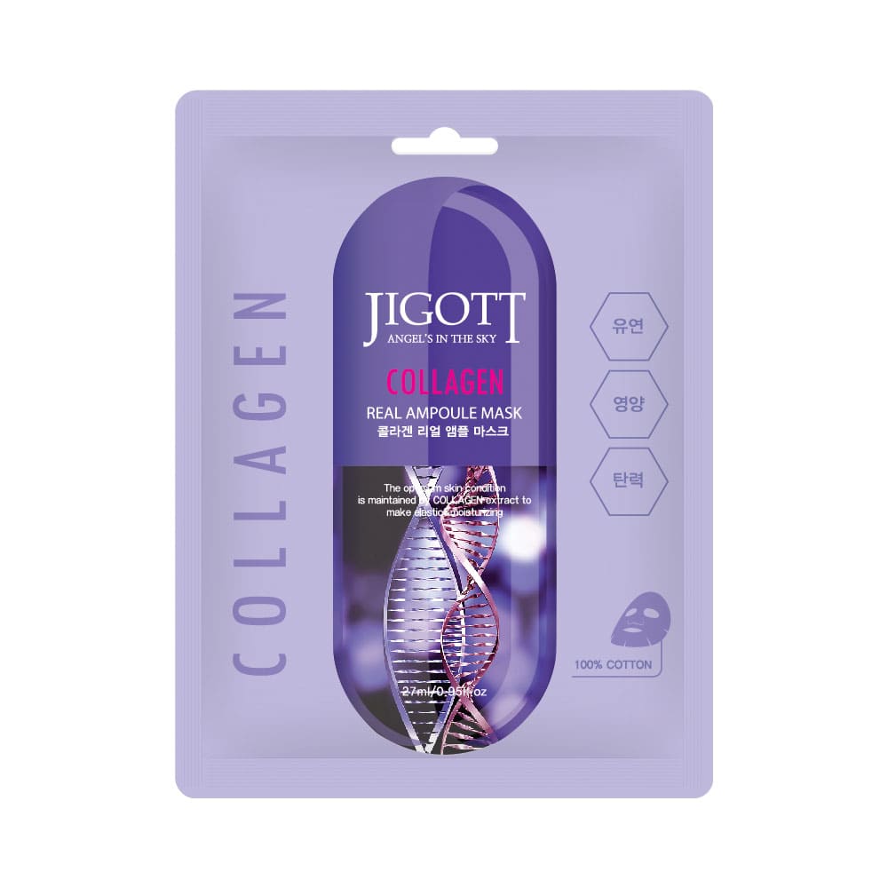 Main product shot of Jigott Collagen Real Ampoule Mask with collagen design
