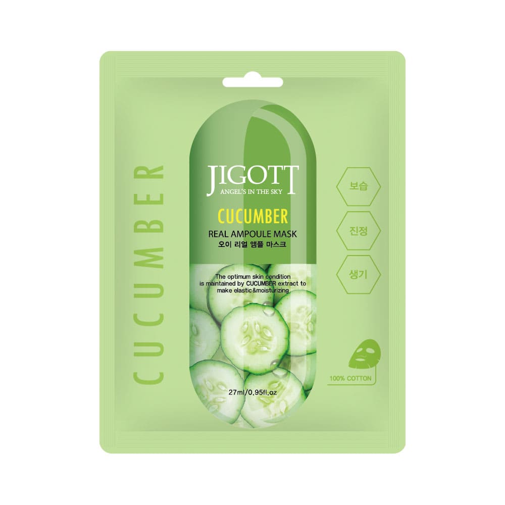 Front-facing clean packshot of JIGOTT Cucumber Real Ampoule Mask