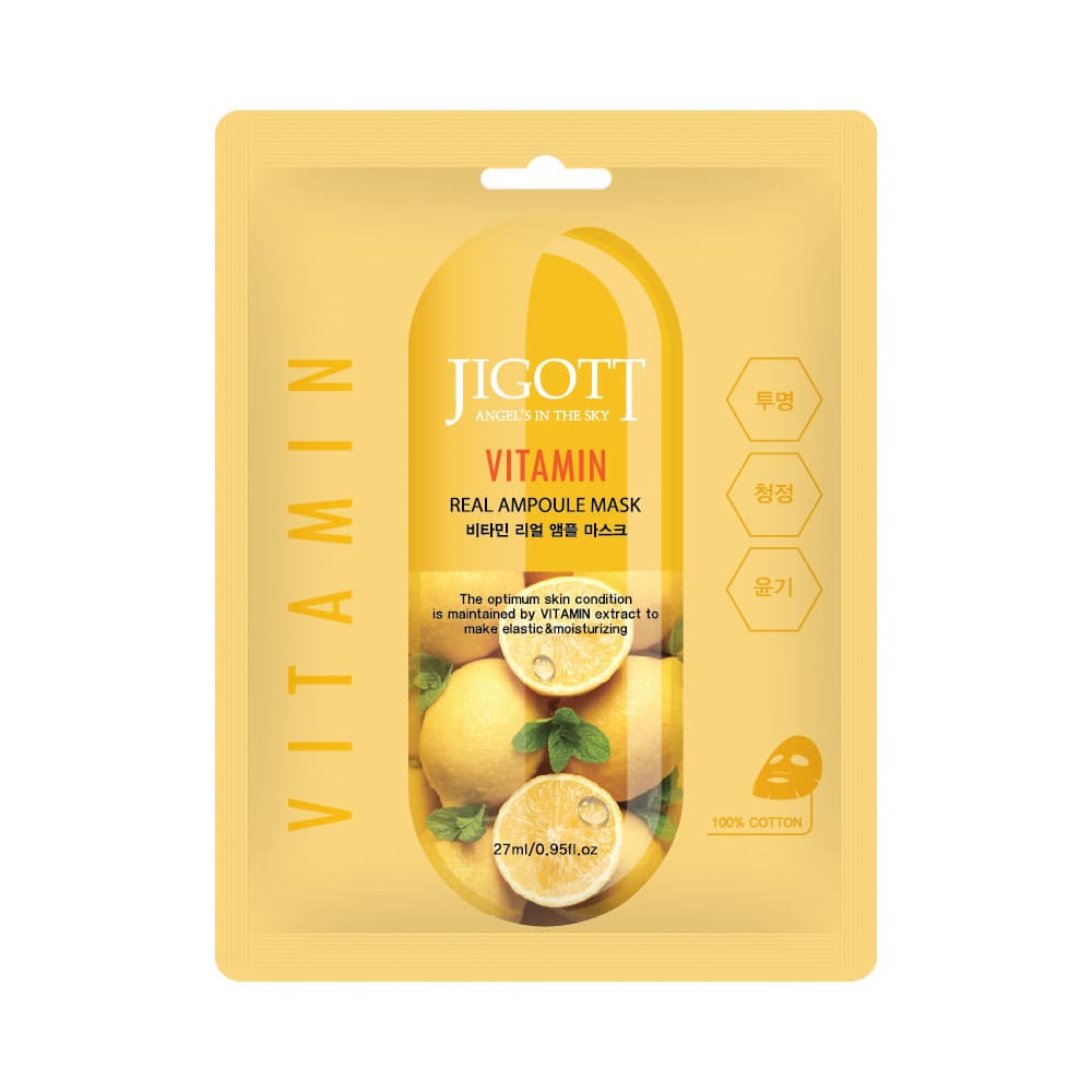 Front-facing product image of JIGOTT Vitamin Real Ampoule Mask with lemon design