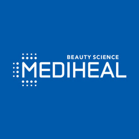 Mediheal brand logo on blue background, representing Korean clinical skincare products