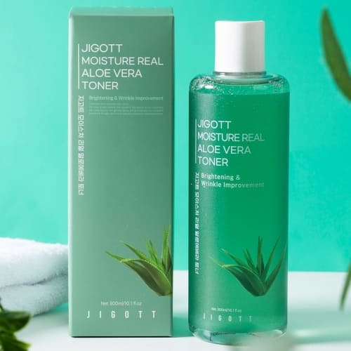 Jigott Daily Fresh Aloe Vera Toner — Calming + Hydrating — Aloe Leaf Extract & Niacinamide — Wholesale K-Beauty
