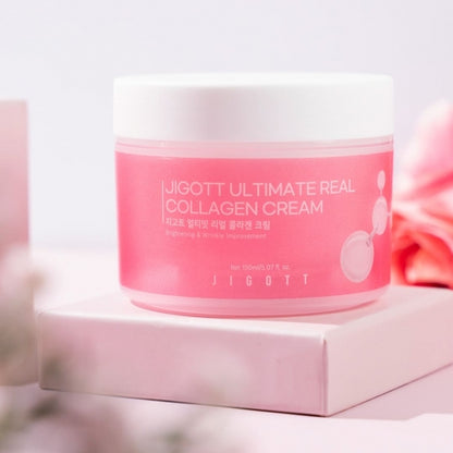 Jigott Collagen Cream — Firming + Anti-Wrinkle Care — 2,000ppm Hydrolyzed Collagen + Niacinamide — Wholesale K-Beauty