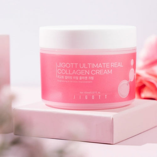 Jigott Collagen Cream — Firming + Anti-Wrinkle Care — 2,000ppm Hydrolyzed Collagen + Niacinamide — Wholesale K-Beauty