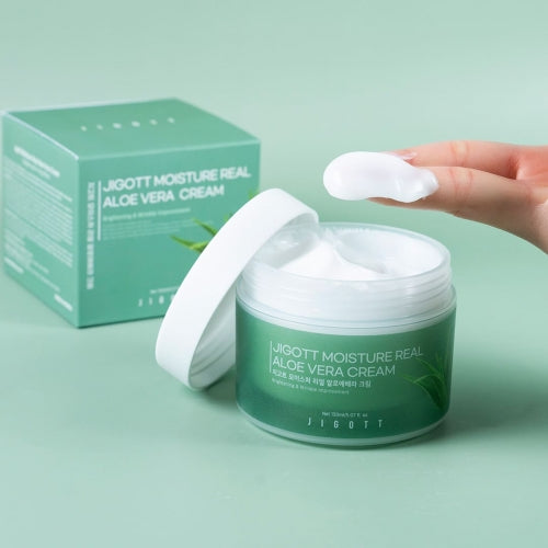 Jigott Aloe Vera Soothing Cream — Moisture Barrier + Calming — Aloe Vera Leaf Extract + Niacinamide — Wholesale K-Beauty