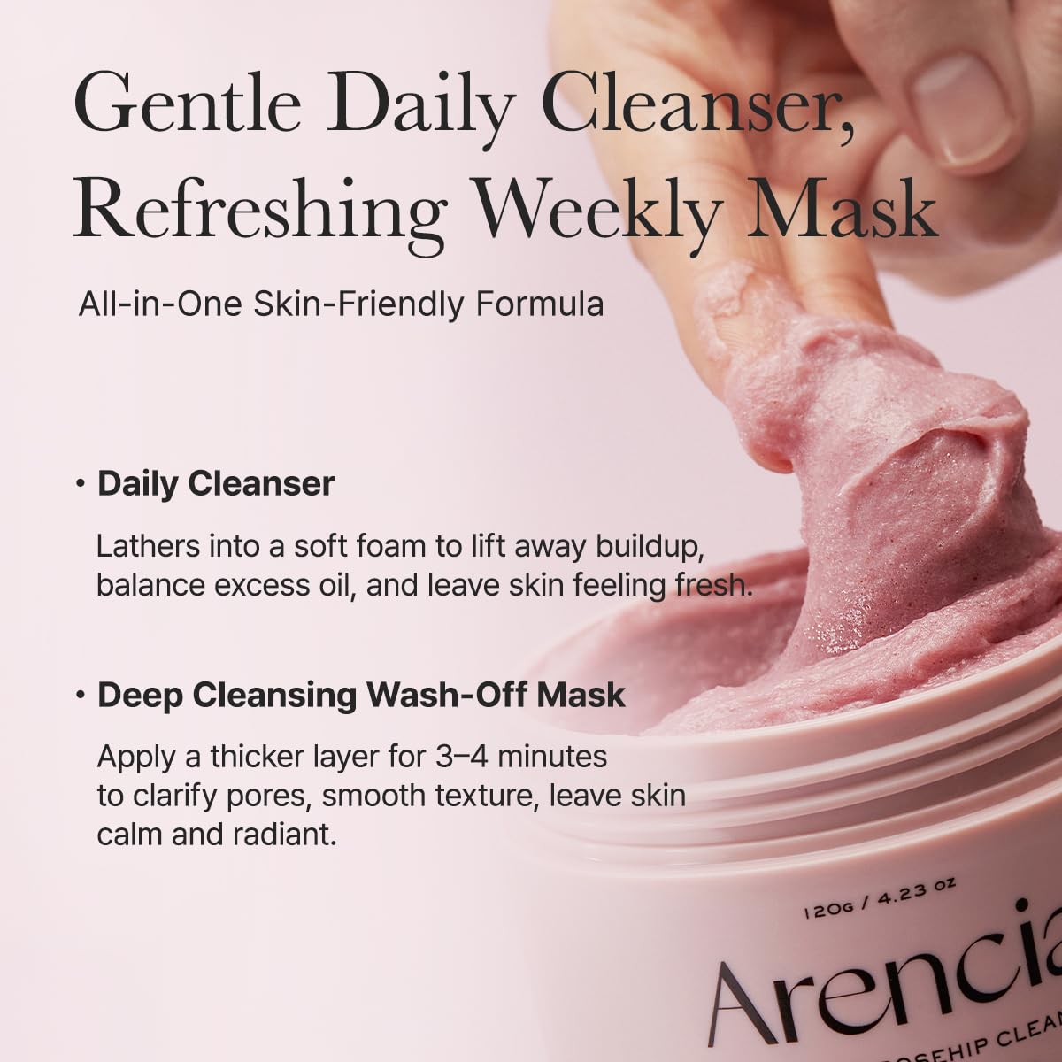 Arencia Fresh Rosehip Rice Mochi Cleanser 4.23oz | Wholsale K-Beauty