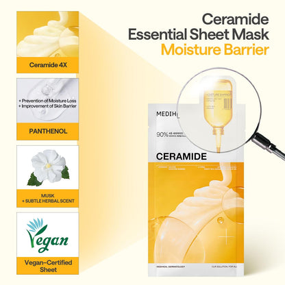 Mediheal Ceramide Essential Mask – 4X Ceramide + Moisture Barrier Repair – Wholesale K-Beauty (Pack of 10)