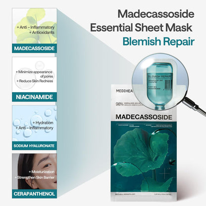 Mediheal Madecassoside Blemish Repair Mask – 98% Cica + Hydration + Soothing – Wholesale K-Beauty (Pack of 10)