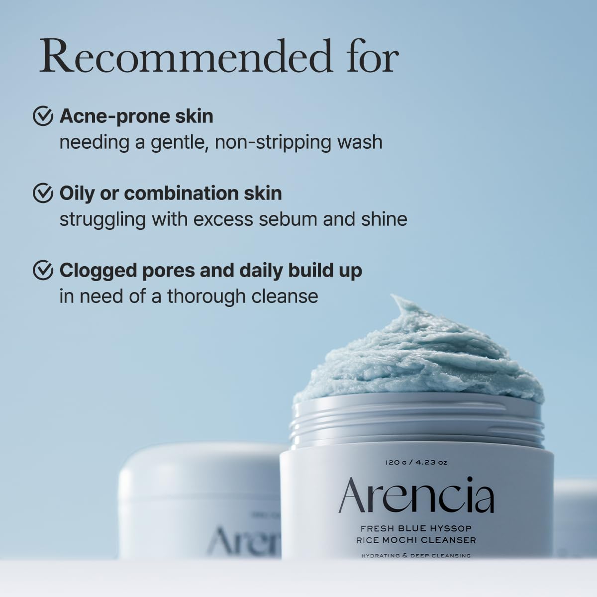 Arencia Fresh Blue Hyssop Rice Mochi Cleanser 4.23oz | Wholsale K-Beauty