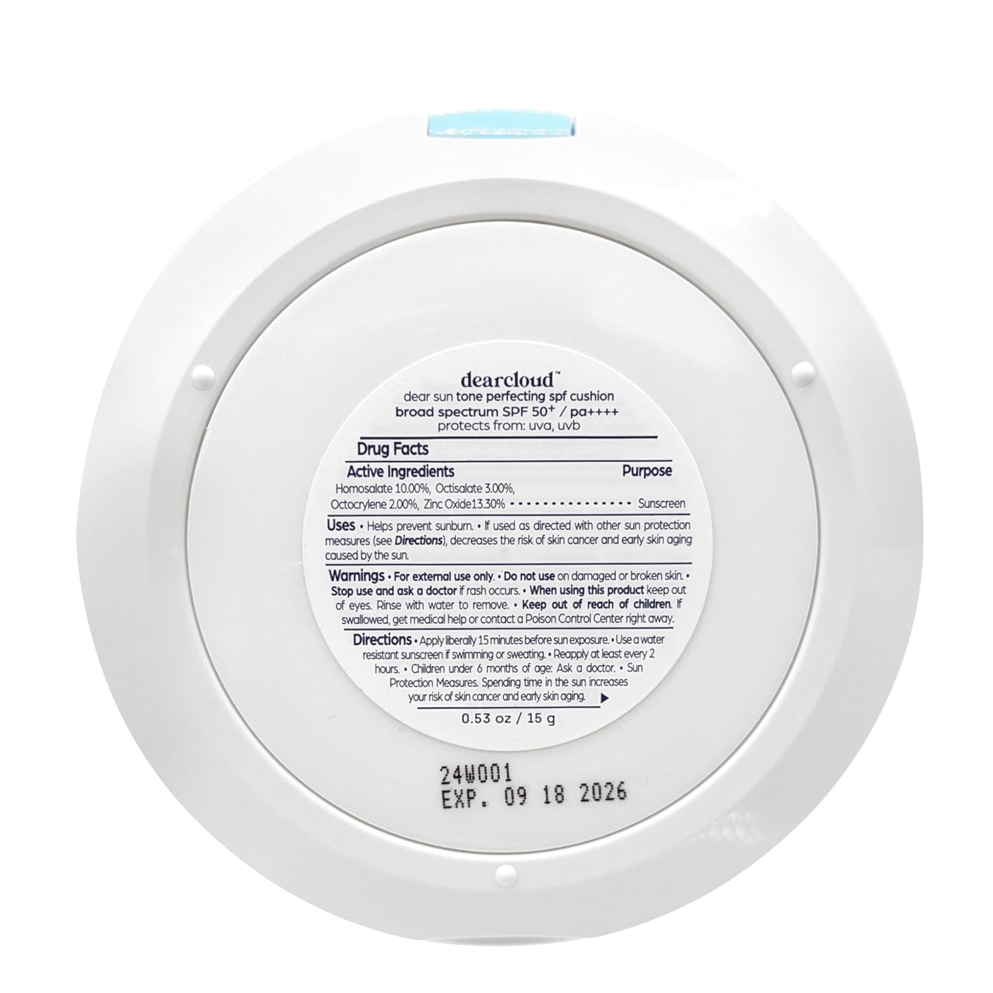 Dearcloud Dear Sun Perfecting SPF Cushion — Color-Adapting Zinc + Cica Sunscreen — Wholesale K-Beauty