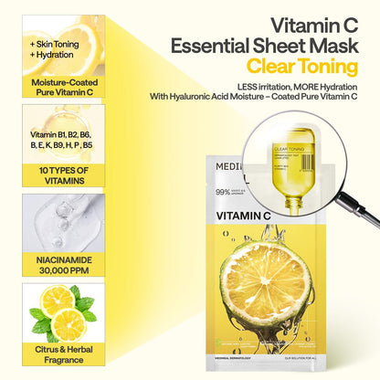 Mediheal Vita Essential Mask – Vitamin C Brightening & Revitalizing Sheet Mask – Wholesale K-Beauty (Pack of 10)