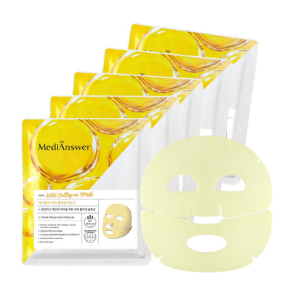 MediAnswer Collagen Mask – French Collagen Sheet Mask for Hydration, Firming, Pore & Calming | Wholesale K-Beauty (Pack of 5)