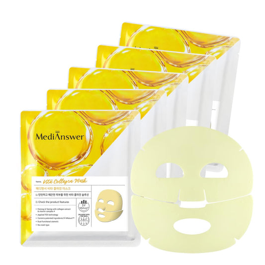 MediAnswer Collagen Mask – French Collagen Sheet Mask for Hydration, Firming, Pore & Calming | Wholesale K-Beauty (Pack of 5)