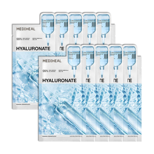 Mediheal Hyaluronate Watermide Mask – Deep Hydration + Soothing Care + Vegan Certified – Wholesale K-Beauty (Pack of 10)