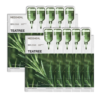 Mediheal Tea Tree Essential Mask – Calming Sheet Mask with Tea Tree, Centella, and Chamomile | Wholesale K-Beauty (Pack of 10)