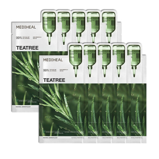 Mediheal Tea Tree Essential Mask – Calming Sheet Mask with Tea Tree, Centella, and Chamomile | Wholesale K-Beauty (Pack of 10)