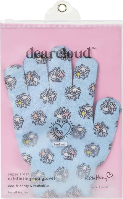 Dearcloud x Keith Haring Exfoliating Gloves — Reusable Loofah Gloves for Smooth Skin — Wholesale K-Beauty