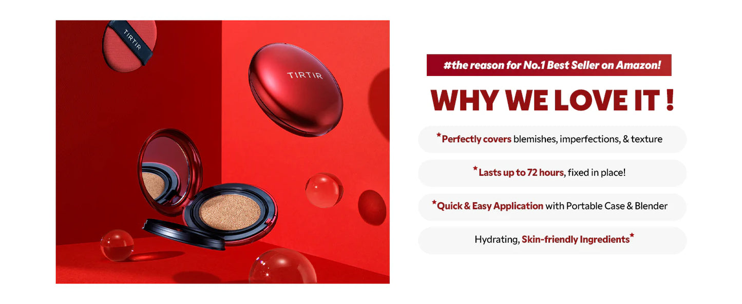 TIRTIR Mask Fit Red Cushion Foundation, Long-Lasting Radiant Coverage - Wholesale K-Beauty