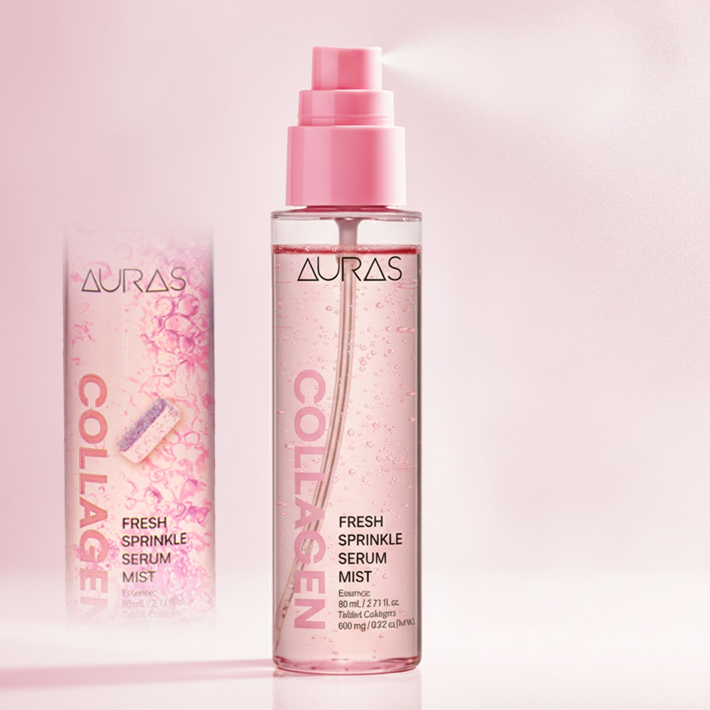 AURAS Fresh Sprinkle Serum Mist 60ml – Oxygen Bubble Glow Mist with Bakuchiol, Collagen, Vitamin C, Glutathione | Wholesale K-Beauty